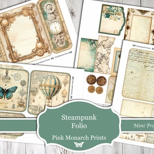 Steampunk Folio, druckbares Papierset, Junk Journal Kit, digitales Junk Journal, Junk Journal Folio, Junk Journaling, Miniprojekt, Scrapbook Bild 2