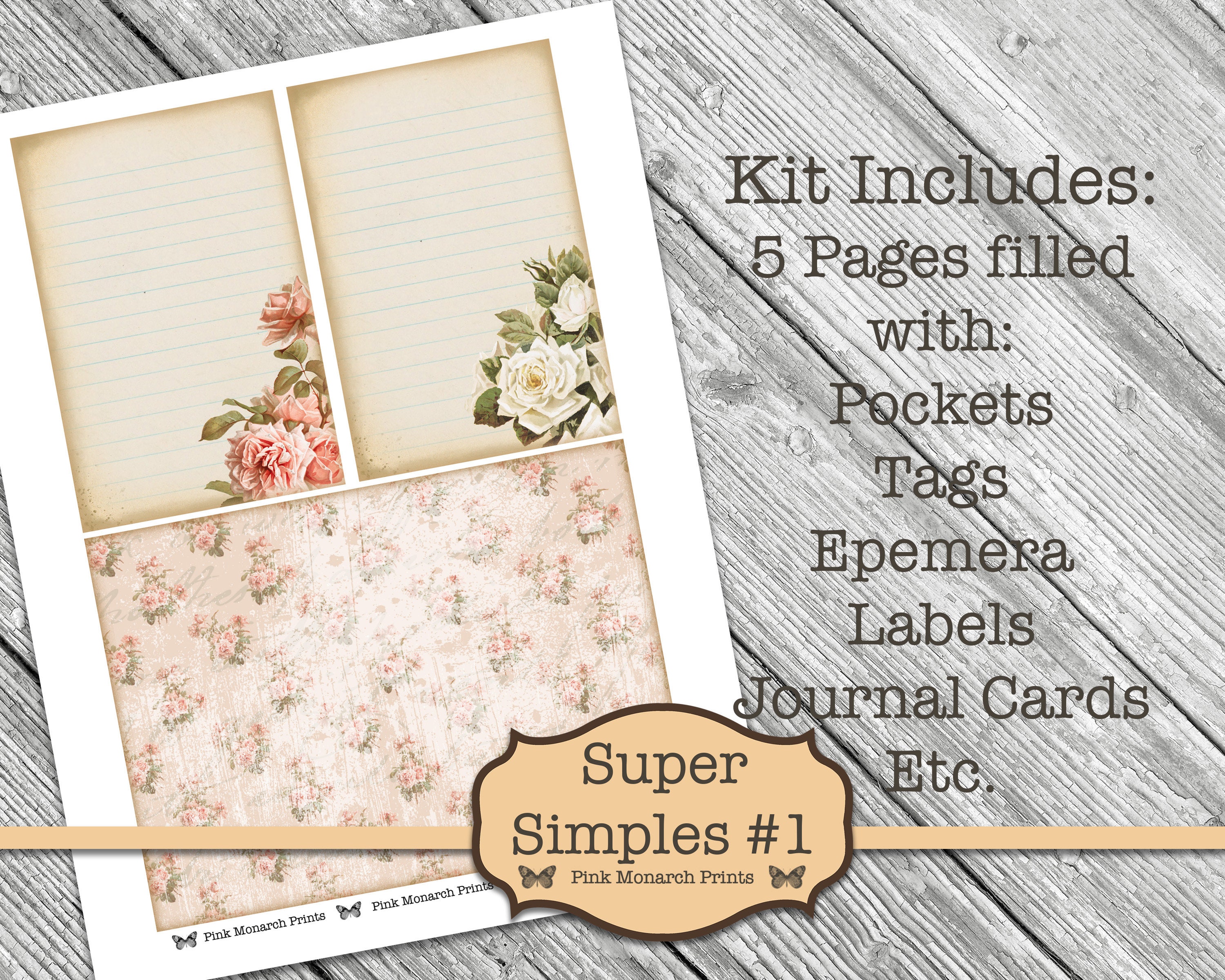 Super Simples 9, Junk Journal Kit, Digital Junk Journal, Junk Journaling  Ephemera, Floral Junk Journal, Junk Journaling Kit, Butterfly Ephem 