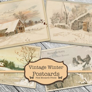 Junk Journal Kit, Junk Journaling Christmas, Vintage Winter Postcards, Junk Journaling Postcards, Vintage Postcards, Junk Journal Ephemera