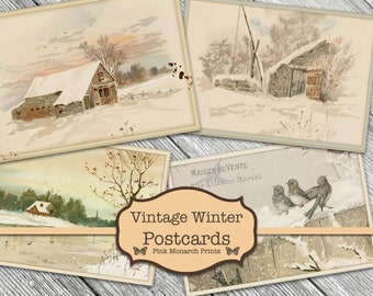 Junk Journal Kit, Junk Journaling Christmas, Vintage Winter Postcards, Junk Journaling Postcards, Vintage Postcards, Junk Journal Ephemera