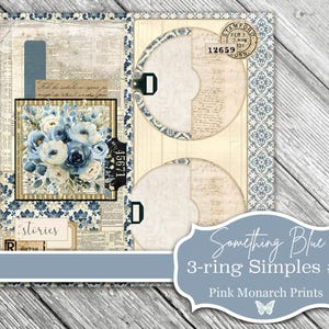 Something Blue #1: 3-Ring Super Simple, Folio, Junk Journal, Digital, Printable, Junk Journaling Supplies, Mini Project, Circle Pockets