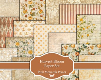 Harvest Bloom, Printable Papers, Floral Pumpkin, Junk Journal Kit, Digital, Junk Journal, Junk Journaling Kit, Fall Junk Journal, Autumn