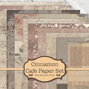 Papeles de diario basura, kit de diario basura, diario basura de Cinnamon Cafe, papel digital de diario basura, diario basura Shabby Chic, documentos imprimibles