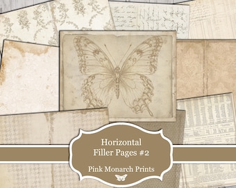 Horizontal Filler Pages #2, Subbie Freebie, Junk Journal Vintage Printable Pages (Digital Download)