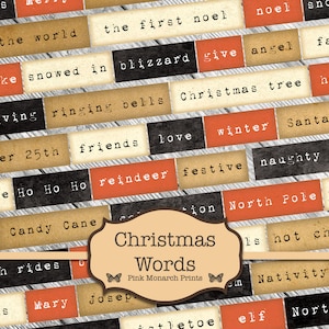 Kerstwoorden ongewenste dagboek, ongewenste dagboekzinnen, digitale woorden, versieringen voor ongewenste dagboeken, ongewenste dagboekwoorden, afdrukbare woorden