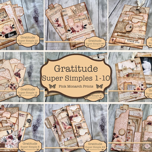 Gratitude Super Simples Collection 1-10, Junk Journal Kit, Digital Junk Journal, Junk Journaling Ephemera, Thanksgiving, Junk Journaling Kit