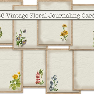 Digital Vintage Floral Journaling Cards, Floral Packet Journaling Cards, Downloadable Junk Journaling Cards, Printable Ephemera, Old Flowers