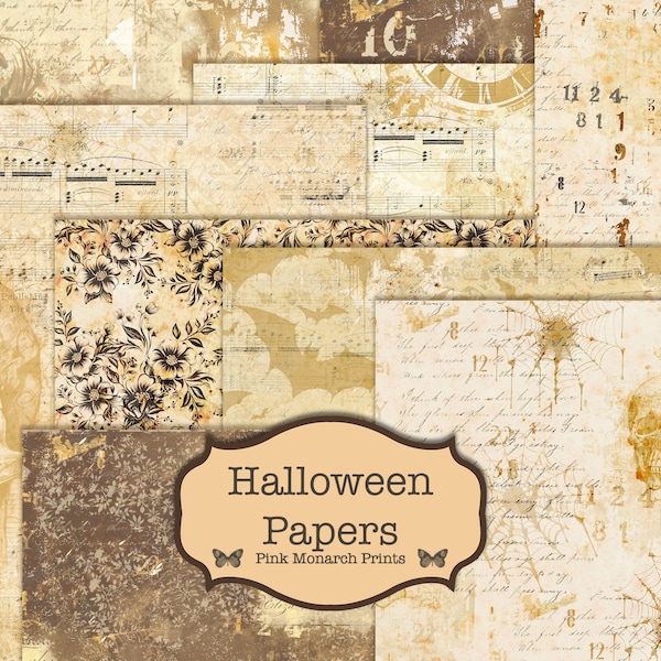 Digital Halloween Papers, Printable Papers, Junk Journal Kit, Junk Journal Halloween, Junk Journaling Digital Paper, Halloween Printable