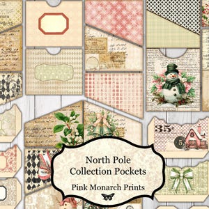 North Pole Collection Pockets, Digital, Pocket Varieties, Digital Junk Journal, Christmas Junk Journal, Christmas, Christmas Printable