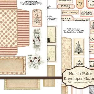 North Pole Collection, Tag Varieties, Digital Junk Journal, Printable Junk Journal, Christmas Junk Journal, Junk Journal Tags, Pink Monarch