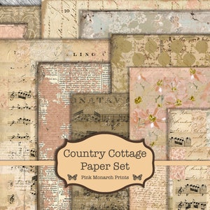 Country Cottage Papers, Junk Journal Kit, Digital Junk Journal, Junk Journaling Digital Papers, Junk Journal Piano, Printable Papers, digita
