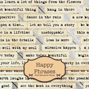 Happy Phrases, Digital Words, Embellishments for Junk Journals, Printable Junk Journaling Words, Collage Ephemera, Happy Junk Journal Words image 7