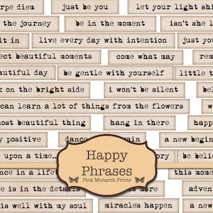 Happy Phrases, Digital Words, Embellishments for Junk Journals, Printable Junk Journaling Words, Collage Ephemera, Happy Junk Journal Words image 5