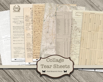 Collage Paper, Vintage Junk Journal, Digital Paper Vintage, Printable Collage Book Page, Junk Journal Tear Sheets, Junk Journaling Vintage