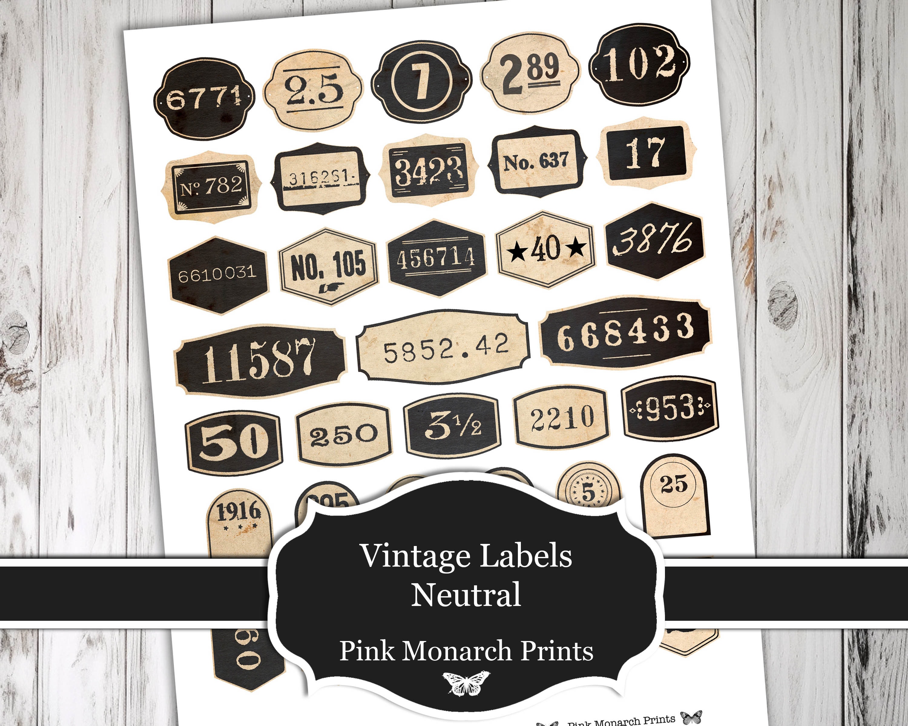 ヴィンテージ ラベル、ニュートラル、ジャンク ジャーナル ラベル