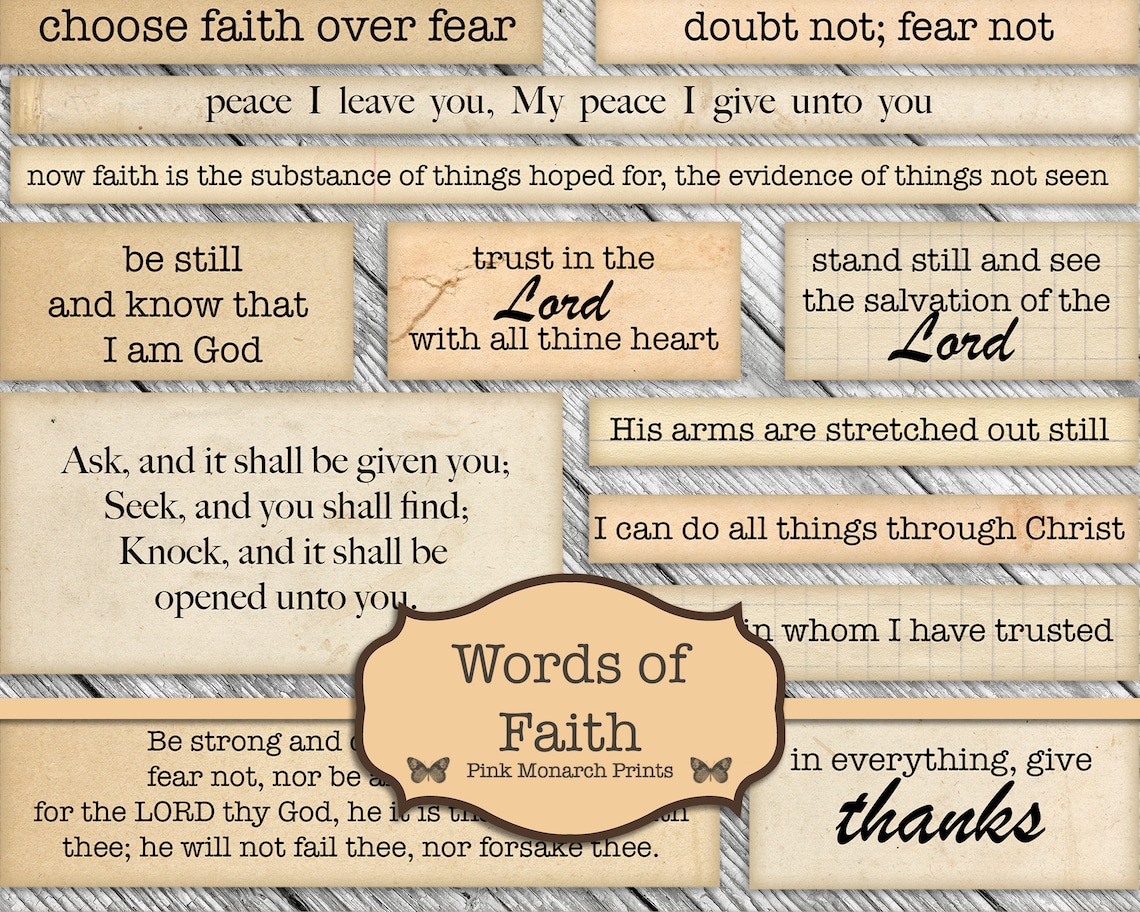 Words of Faith, Digital Words, Embellishments for Junk Journals ...