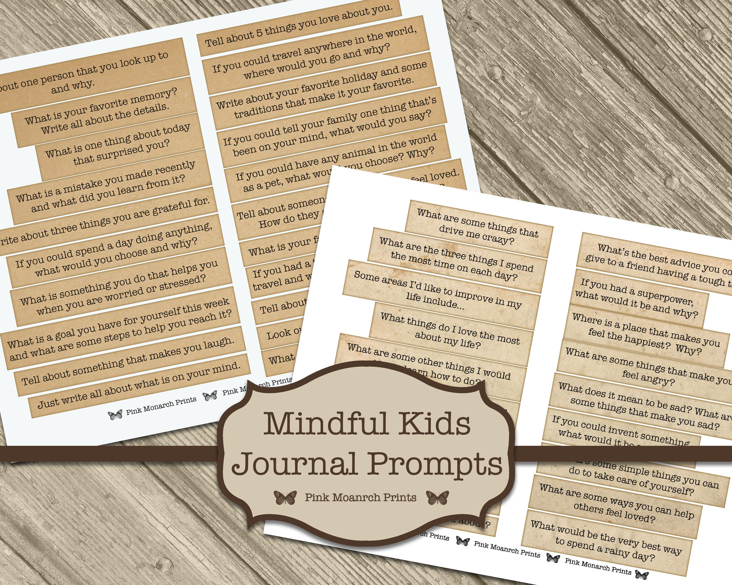Mindfulness Journal for Kids, Digital Junk Journaling Words, Printable