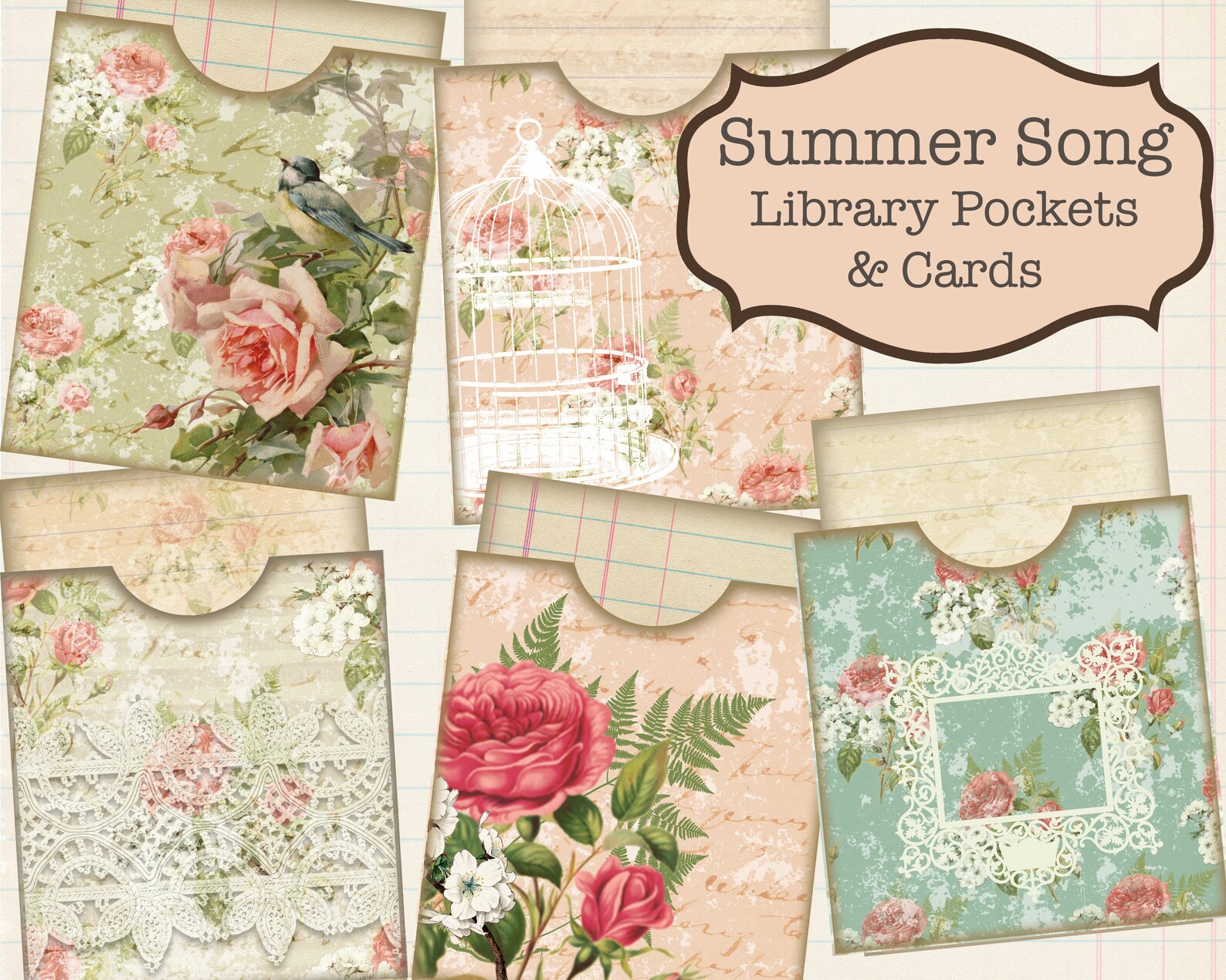 Digital Junk Journal Pockets, Summer Junk Journal, Shabby Chic ...