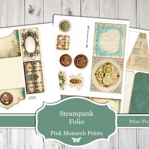 Steampunk Folio, druckbares Papierset, Junk Journal Kit, digitales Junk Journal, Junk Journal Folio, Junk Journaling, Miniprojekt, Scrapbook Bild 3