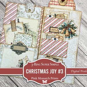 Joie de Noël n°3 : 3 anneaux super simples, folio, journal indésirable, numérique, imprimable, fournitures de journalisation indésirable, mini projet, petites poches