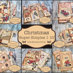 Colección Christmas Super Simples 1-10, Kit de diario basura, Diario basura digital, Efímera de diario basura, Diario basura de Navidad, Folios