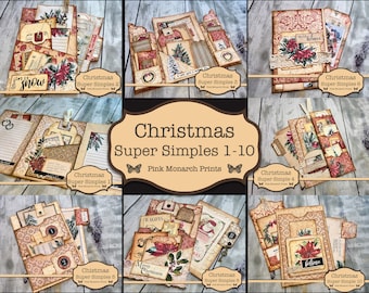 Christmas Super Simples Collection 1-10, Junk Journal Kit, Digital Junk Journal, Junk Journaling Ephemera, Christmas Junk Journal, Folios