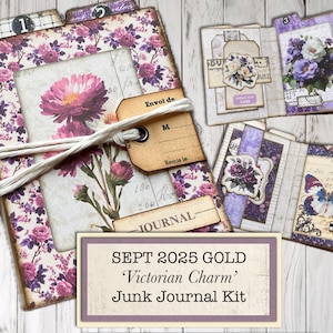 Mini Junk Journal, Sept 2025 Gold Project, Folio, Digital Product, Junk Journal, Junk Journal Supplies, Victorian Charm, DIY, Mini Book