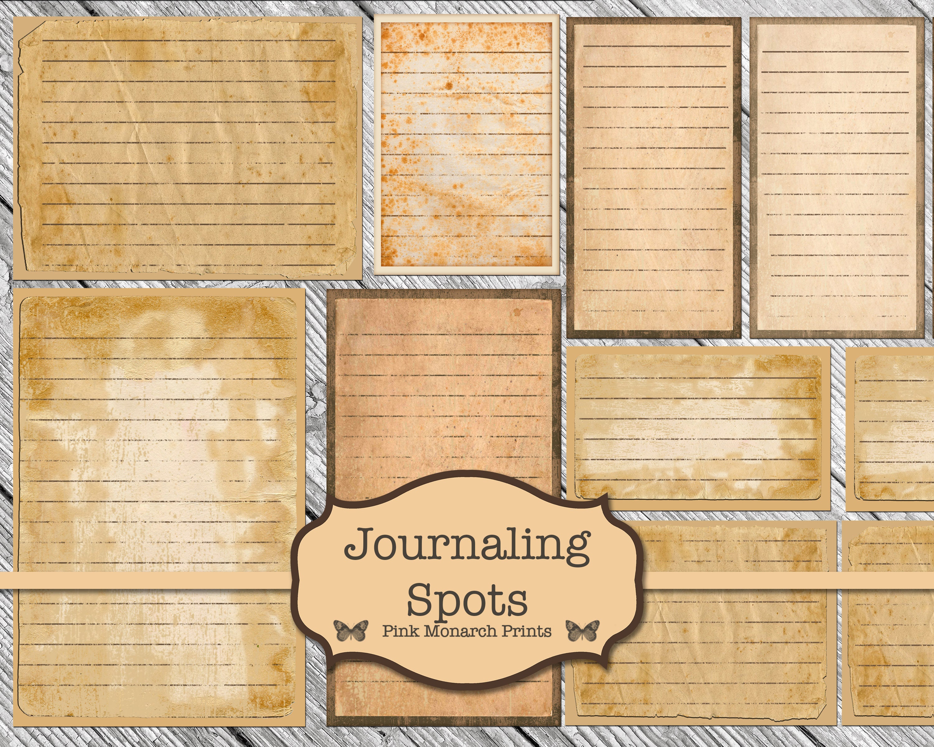 Journaling Spots, Junk Journal Kit, Junk Journaling Digitals, Lined J…