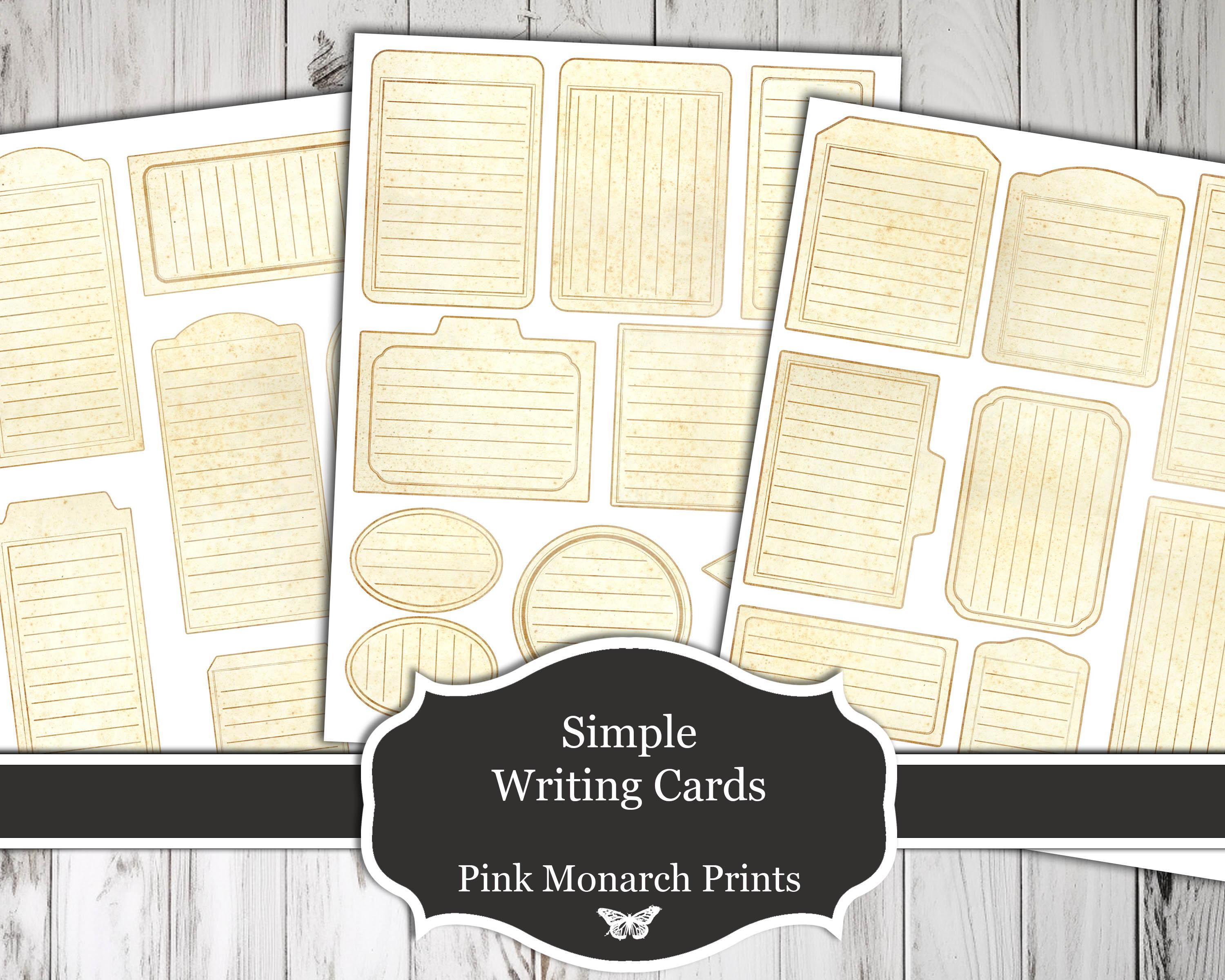 Writing Tags Simple Writing Cards, Digital, Writing Tags, Printable, Shabby Chic ...