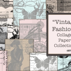 Digital Collage Sheets, Vintage Collage Papers, Sewing Papers, Needle Digital Paper, Tear Sheet, Fashion Digital Download, Collage Printable