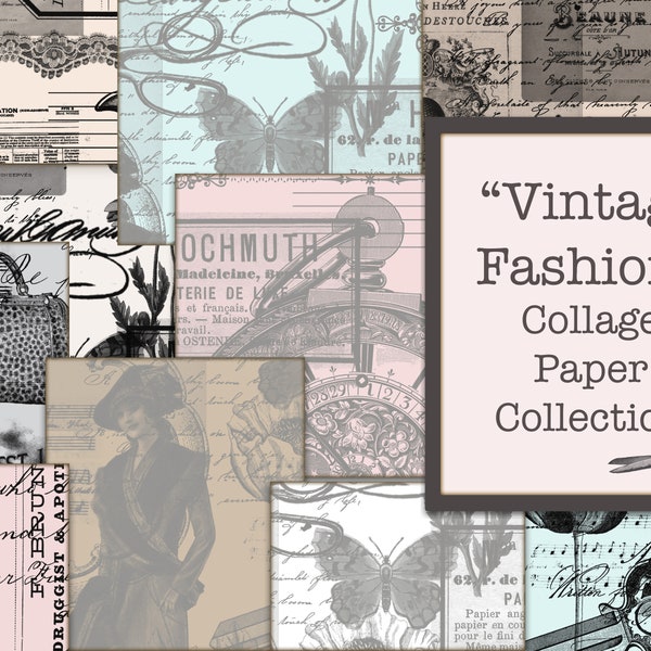 Digital Collage Sheets, Vintage Collage Papers, Sewing Papers, Needle Digital Paper, Tear Sheet, Fashion Digital Download, Collage Printable