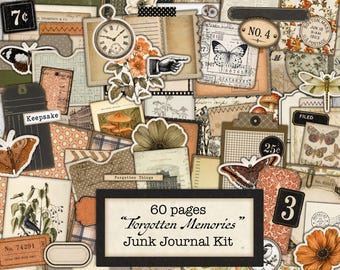 Forgotten Memories, Printable Kit, 60 Pages, Junk Journal Scrapbooking Kit (Digital Download)