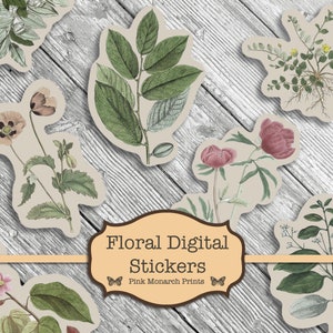 Pingelige Schnittblume, Junk Journal Aufkleber, Vintage Blumen druckbare, Pingelige Schnitt Digitales Junk Journal, Junk Journal Blumen, Pingelige Schnitt Ephemera