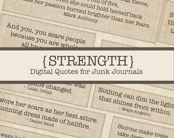 Digital Inspirational Words, Printable Quotes Women, Printable Junk Journaling Words, Quotes About Women, Junk Journal Quote, Strength Quote