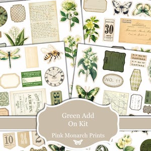 Groene uitbreidingsset, groene weetjes en kieskeurige stukken, junk-artikelen voor tijdschriften, vintage, kortstondige, digitaal, afdrukbaar, junk-journaal, afdrukbaar, kieskeurig, weetjes