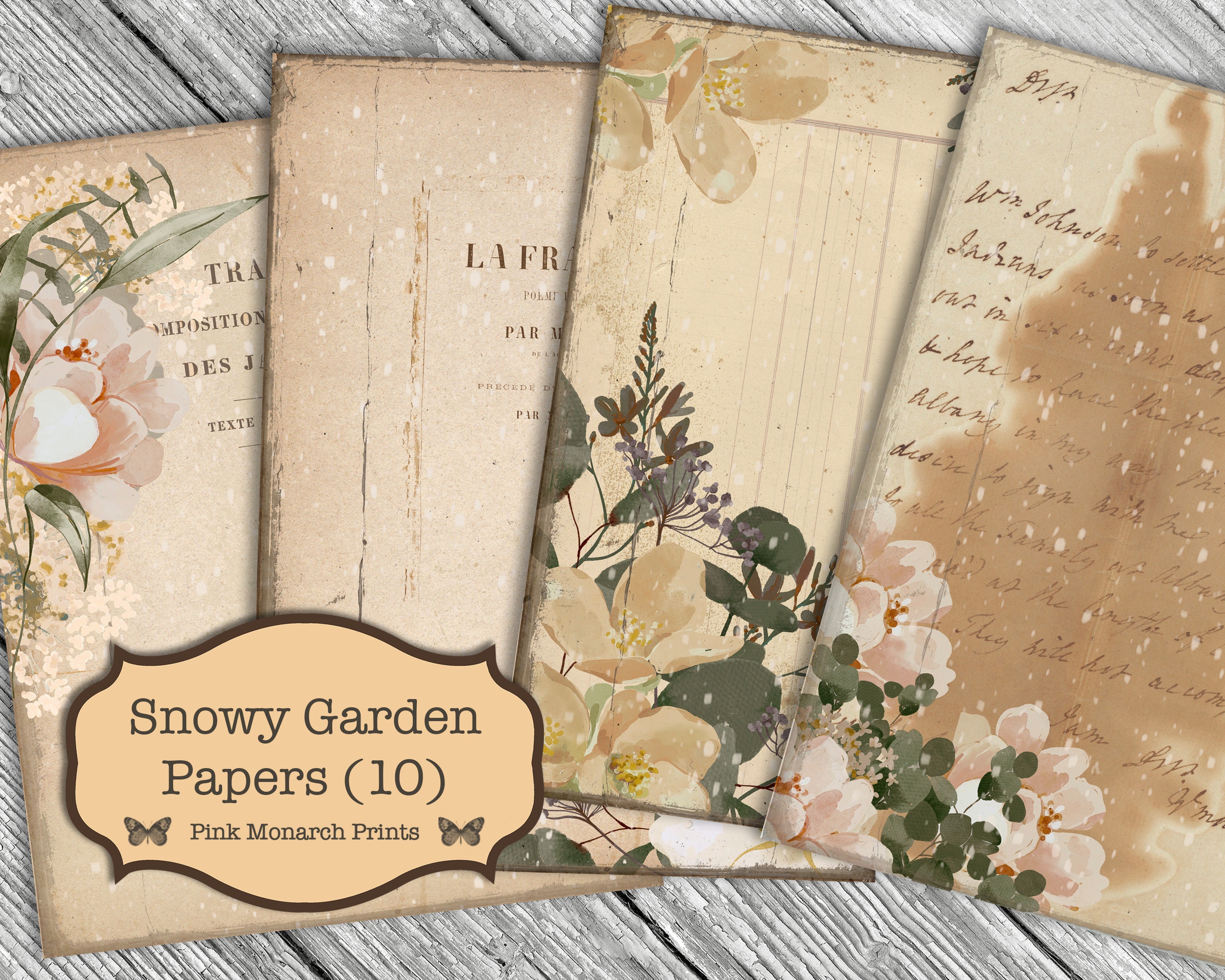 Junk Journal Papers, Snowy Garden, Junk Journal Kit, Digital Junk ...