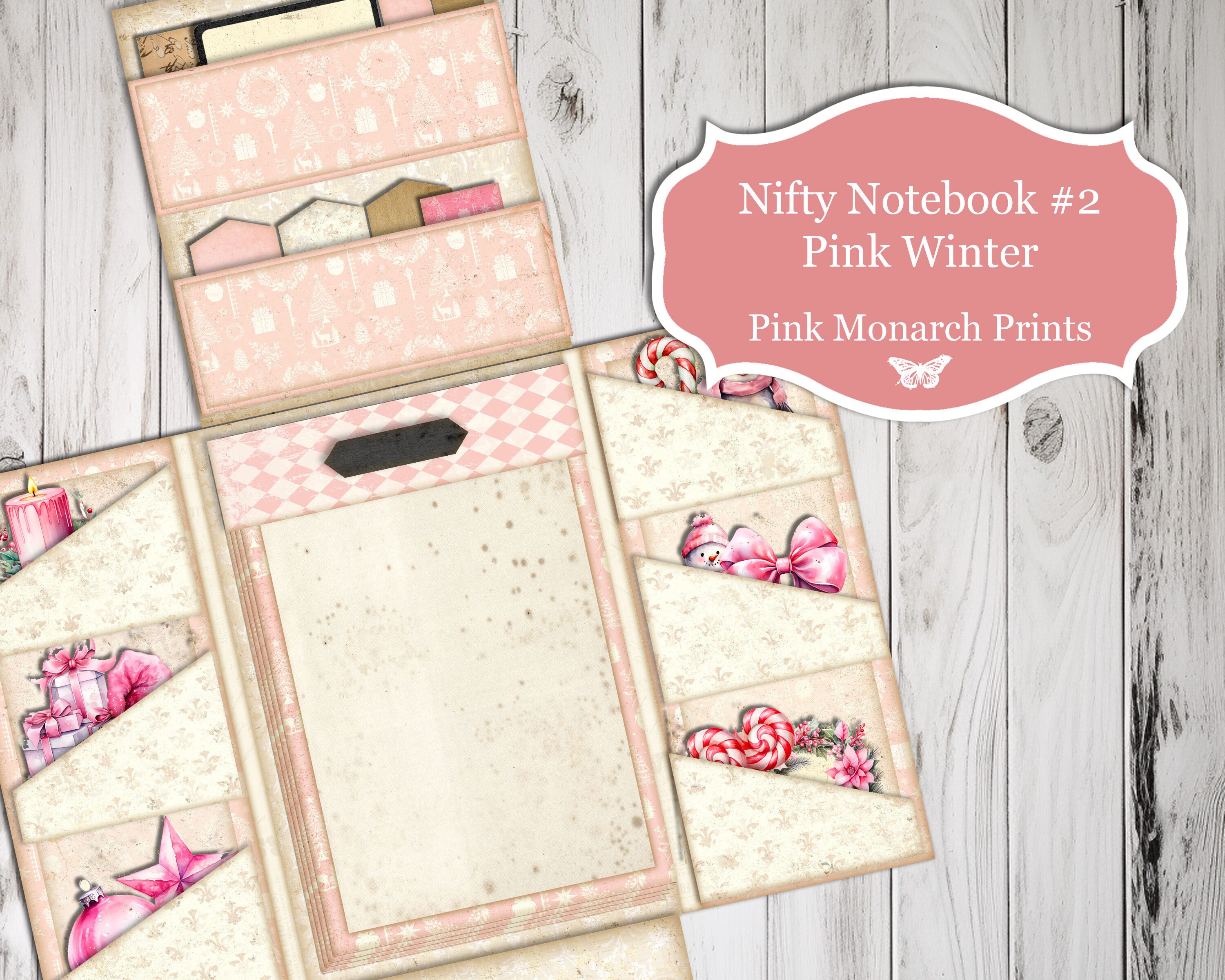 Nifty Notepad 2, Travel Sized Journal, Pink Winter, on the Go Junk ...