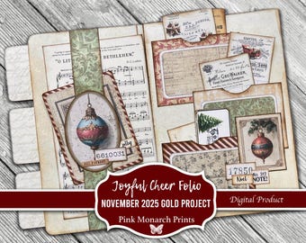 Joyful Cheer Folio, November 2025 Gold Project, Folio, Digital Product, Junk Journal Folio, Junk Journal, Junk Journal Supplies, DIY Digital