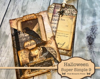 Halloween Super Simples 9, Junk Journal Kit, Edgar Allan Poe, Folio, Junk Journaling Ephemera, Halloween Junk Journal, Halloween Digital Kit