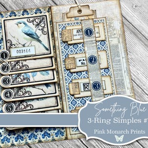 Something Blue #7: 3-Ring Super Simple, Folio, Junk Journal, Digital, Printable, Junk Journaling Supplies, Bellyband and Waterfall Pages