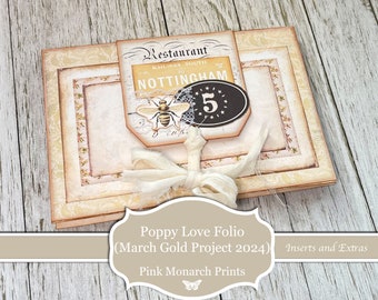 Poppy Love Folio, March Gold Project, Digital Product, Junk Journal Folio, Floral, Junk Journal, Digital Junk Journal, Junk Journal Folio,