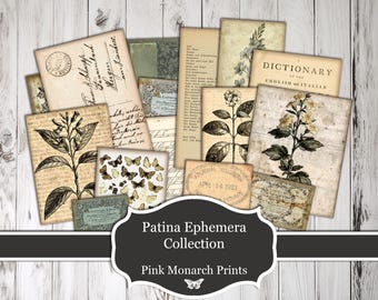 Patina Ephemera Collection, Printable, Digital Download, Junk Journal Kit