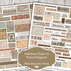 Découvertes fabuleuses 2 extraits de voyage, petites étiquettes, petits morceaux, embellissements, éphémères, voyages, articles pour journaux indésirables, imprimés monarque rose, scrapbo
