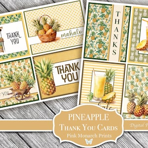 Ananas Dankeskarten, Ananas Vergnügen, Tropisches Papier, Junk Journal Kit, Ananas, Digital Junk Journal, Sommer, Gelb, Printable