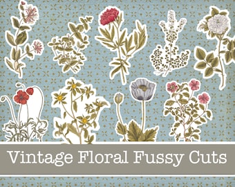 Fussy Cut Flower, Digital Fussy Cut, Vintage Flowers Printable, Fussy Cut Digital Junk Journal, Junk Journal Flowers, Fussy Cut Download
