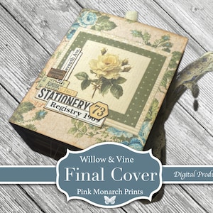 Willow And Vine FlipOuts FULL COLLECTION and COVER,  1-8 + Cover, Junk Journaling Kit, Pink Monarch Prints, (Digital Download)