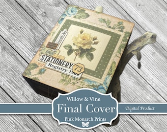 Willow And Vine FlipOuts FULL COLLECTION and COVER,  1-8 + Cover, Junk Journaling Kit, Pink Monarch Prints, (Digital Download)