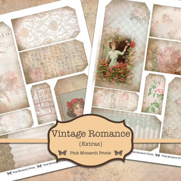 Vintage Romance, Junk Journal Kit, Valentines Junk Journal, Junk Journaling Digital Paper, Shabby Chic Junk Journal, Romantic, Printable