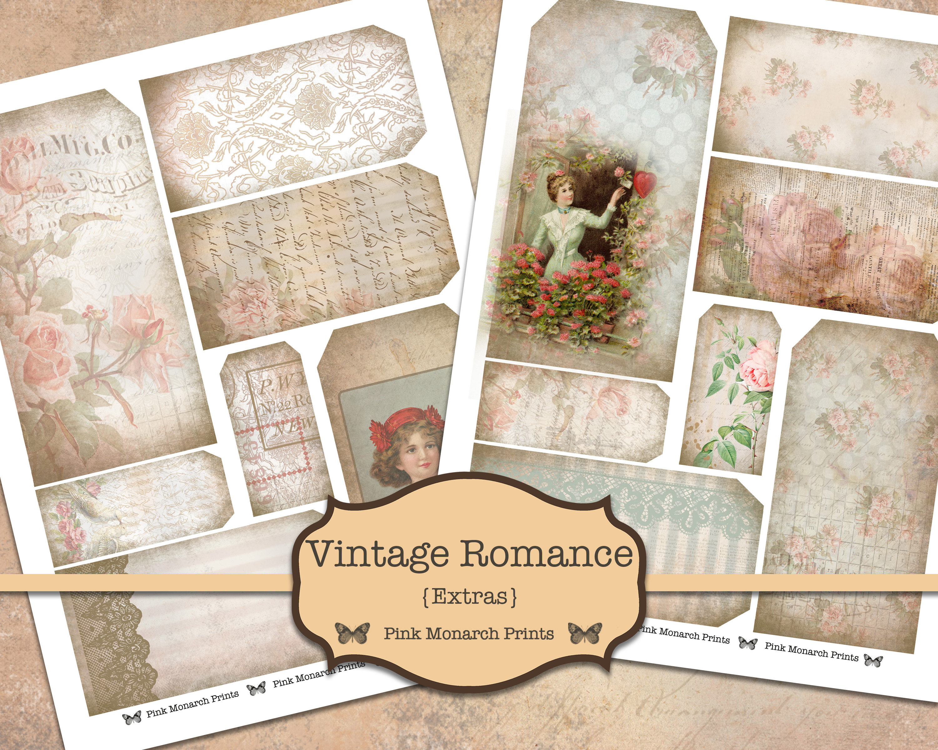 Vintage Romance, Junk Journal Kit, Valentines Junk Journal, Junk Jour…