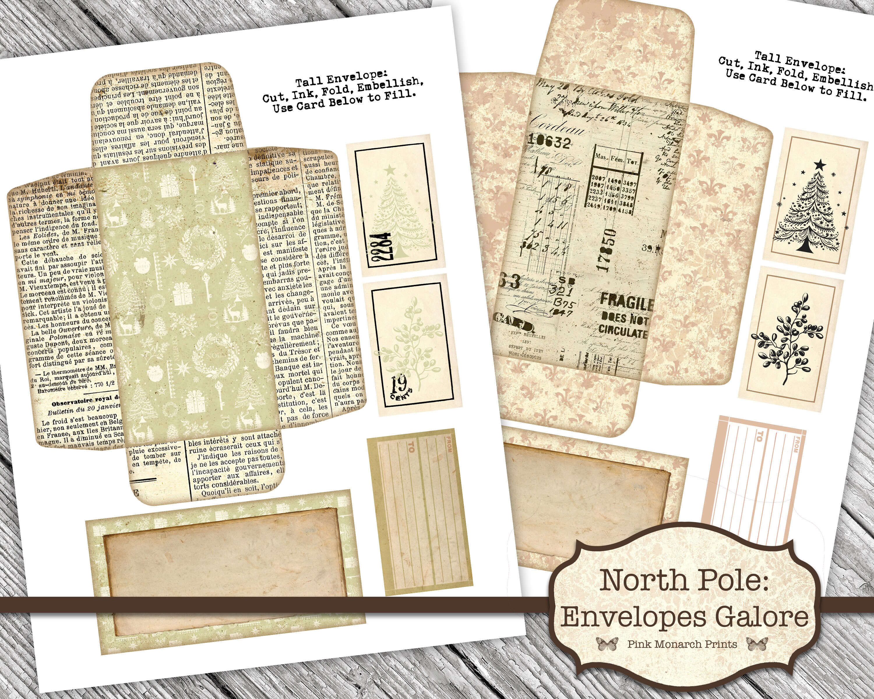 North Pole Envelopes Galore, Envelope Varieties, Digital Junk Journal